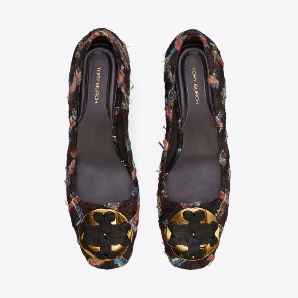 TORY BURCH WOVEN DOUBLE T PUMP LEATHER SOLE‼️